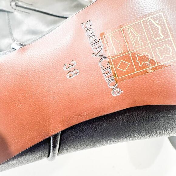 See by Chloe Black Lace Up Cowboy Leather Boots Mid Calf Lace Round Toe Size 38 - Picture 6 of 8